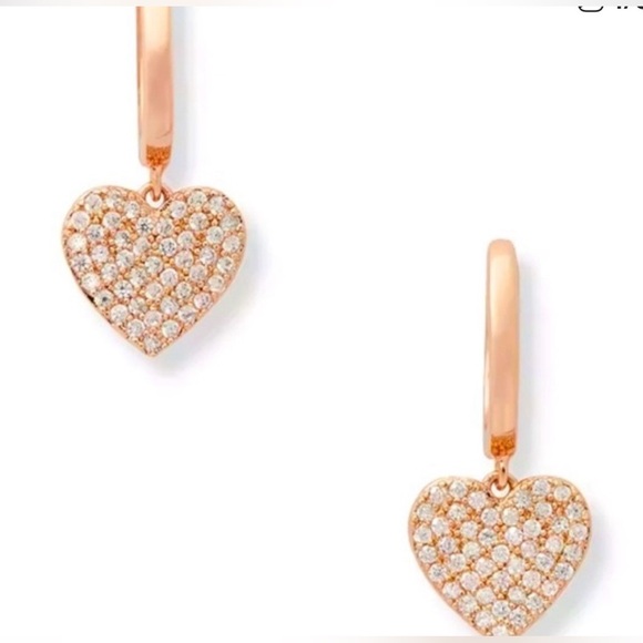 kate spade Jewelry - 💕 NW Kate Spade Yours Truly Pave Heart Drop Earrings Rose Gold Clad